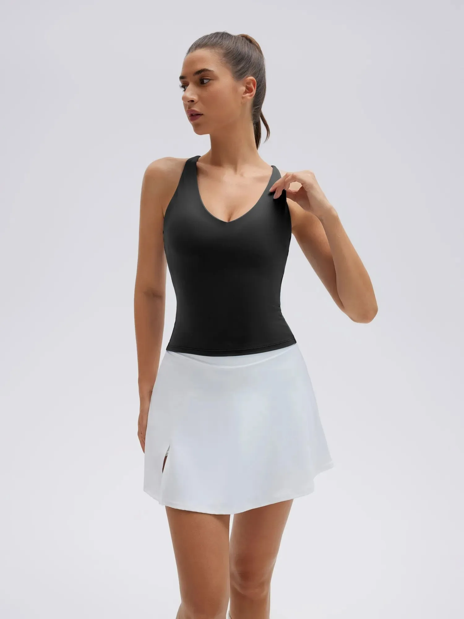 🎁 Open Back V Neck Padded Longline Workout Tank Tops (100% off) sold by Suuksess product image thumbnail 2