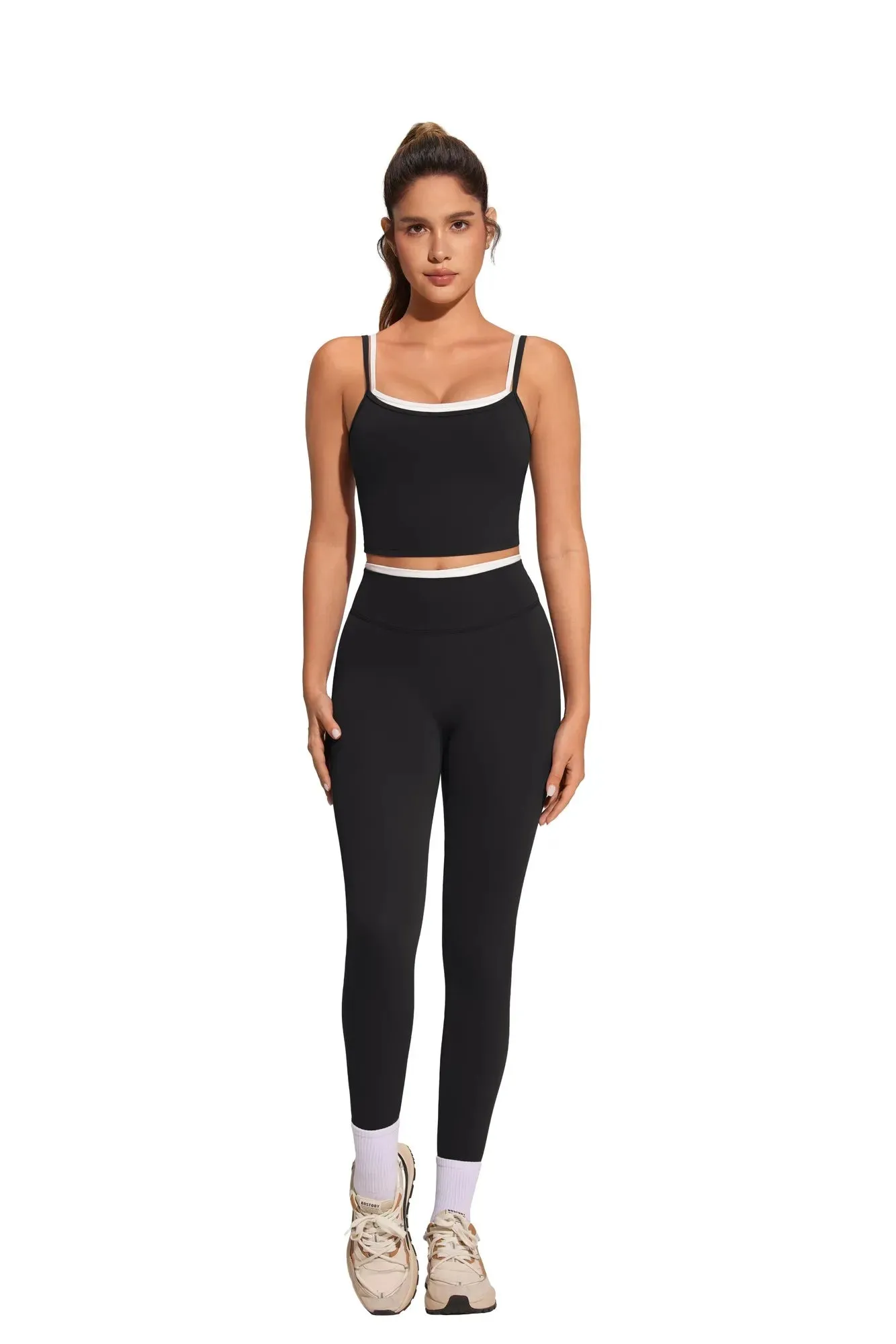 Padded Crop Camis Leggings Workout Set sold by Suuksess product image thumbnail 4