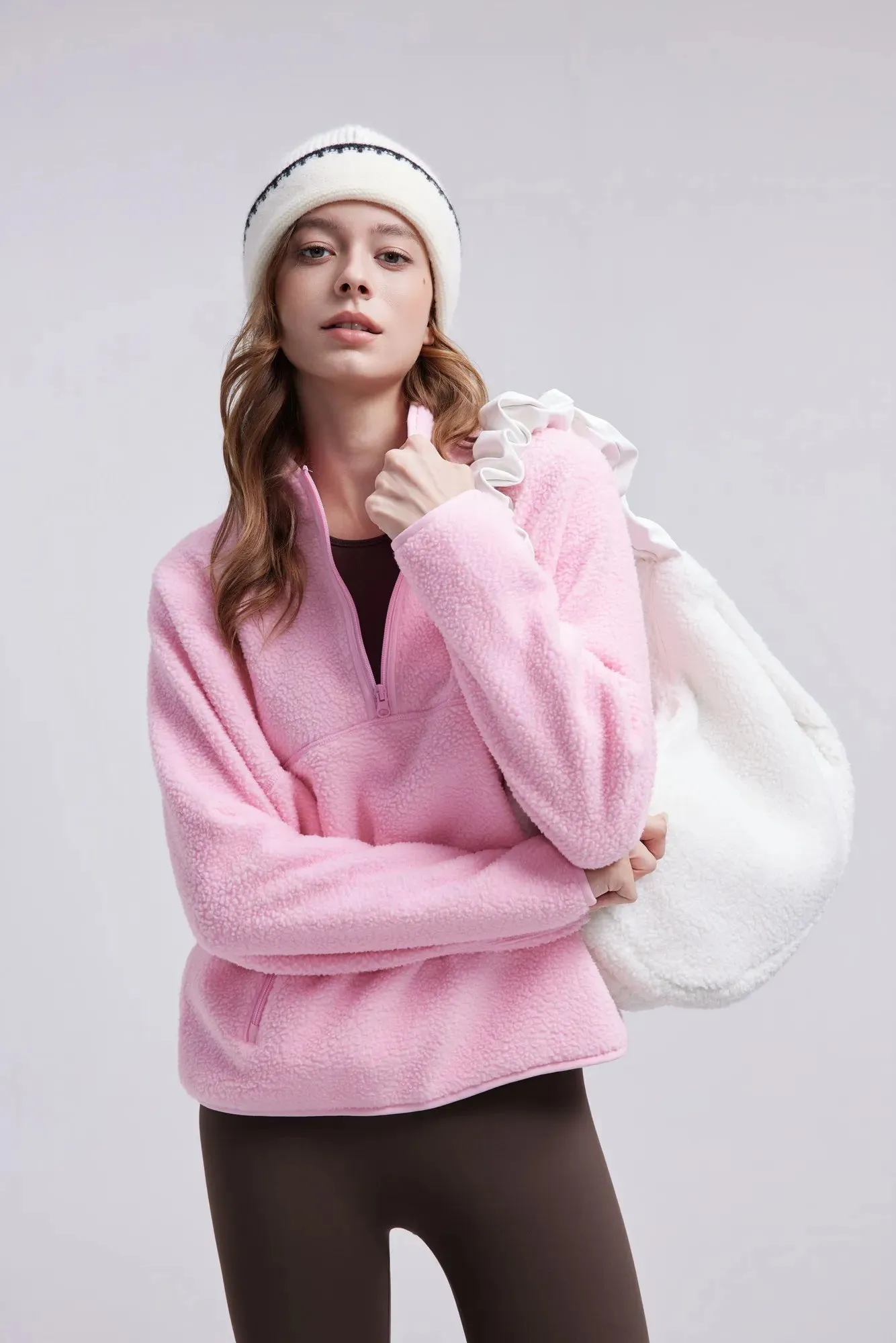 Quarter Zip Fleece Fuzzy Sherpa Jacket sold by Suuksess product image thumbnail 5