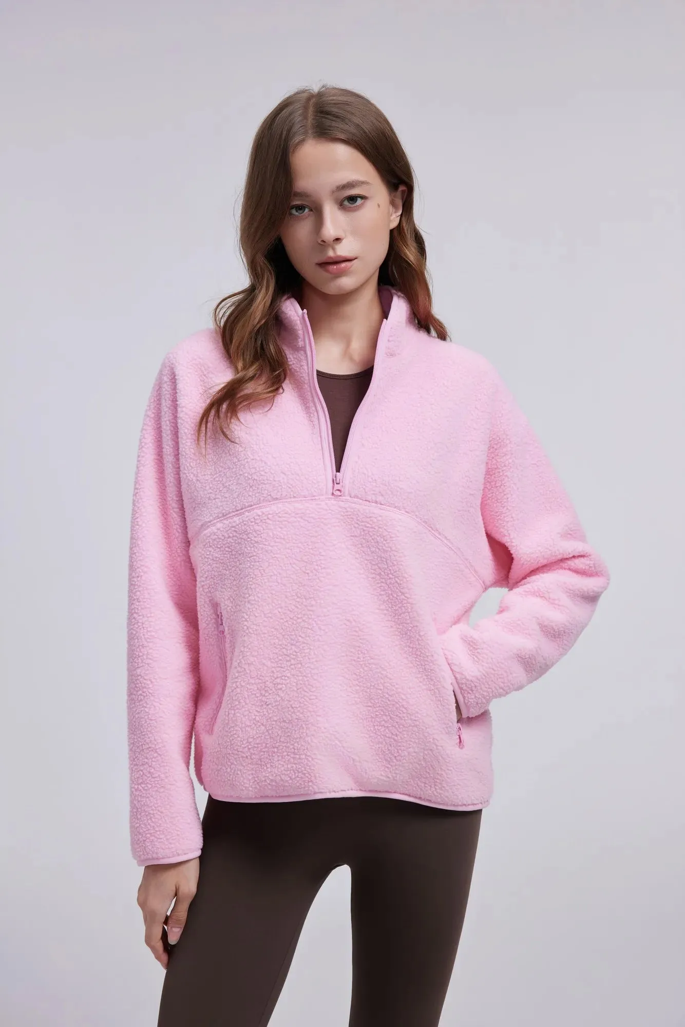 Quarter Zip Fleece Fuzzy Sherpa Jacket sold by Suuksess product image thumbnail 3
