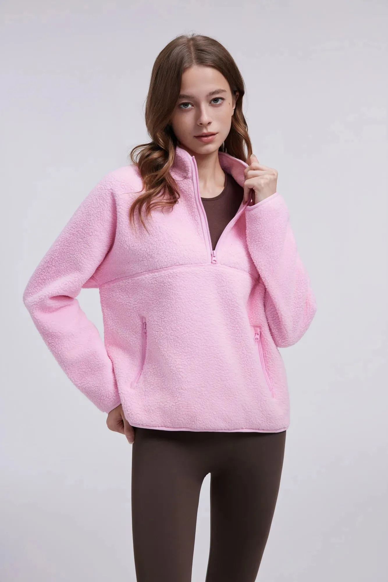 Quarter Zip Fleece Fuzzy Sherpa Jacket sold by Suuksess product image thumbnail 4