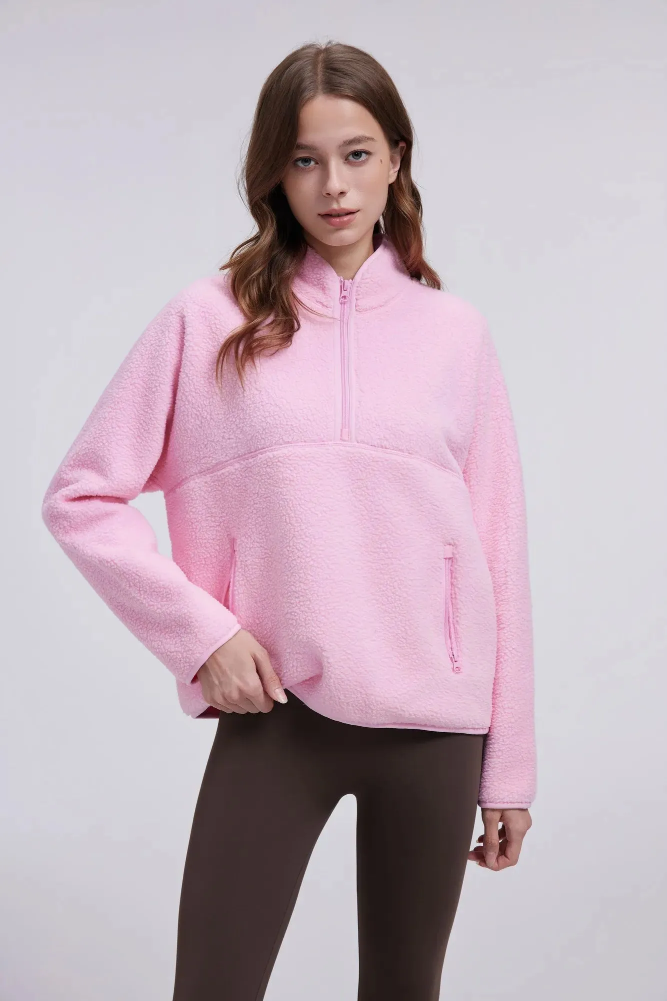Quarter Zip Fleece Fuzzy Sherpa Jacket sold by Suuksess product image thumbnail 2