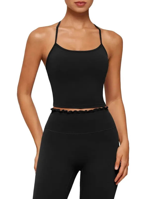 Y-Back Pilates Ruffle-Trim Workout Set made by Suuksess