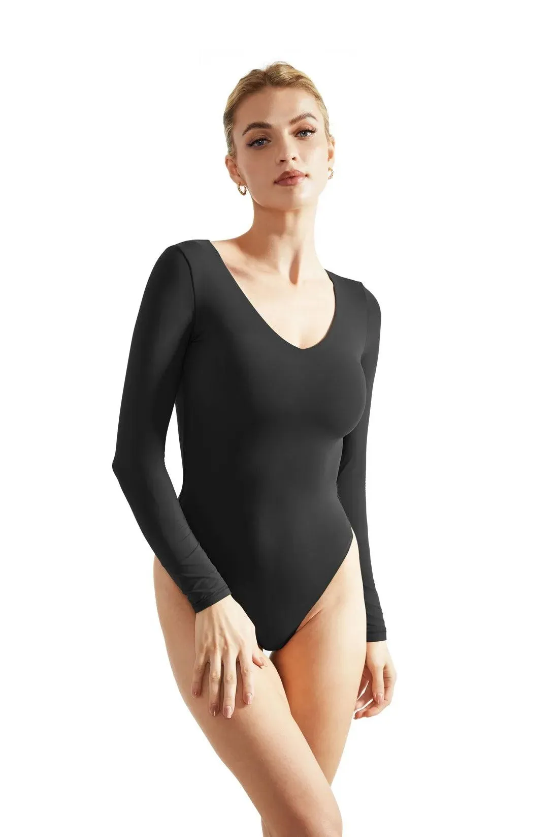 Buttery Soft V Neck Bodysuit - Long Sleeve sold by Suuksess