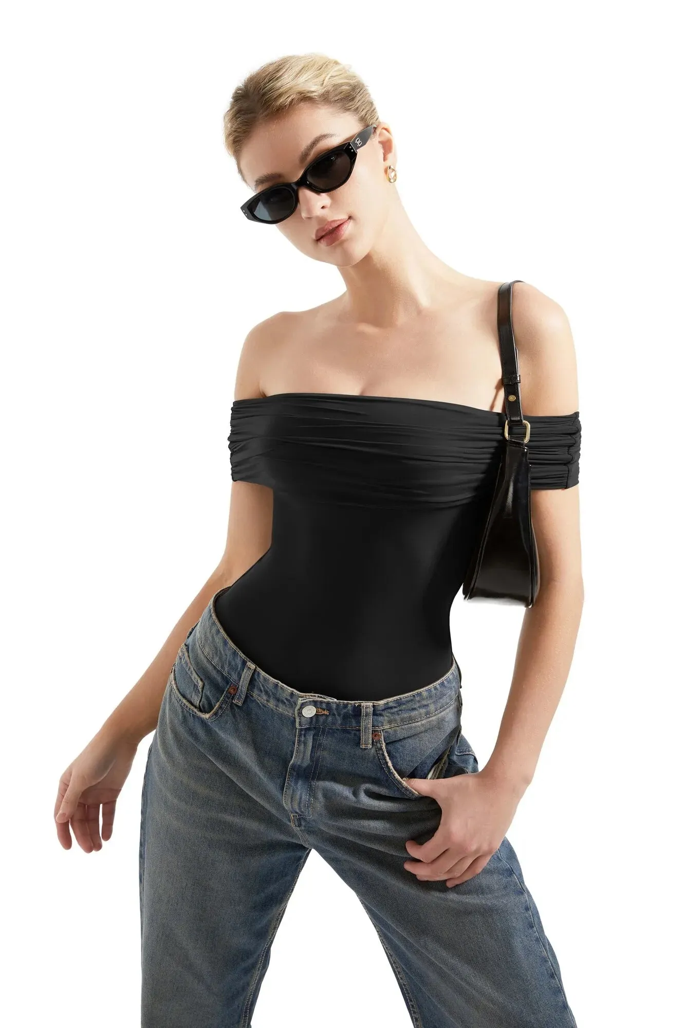 Buttery Soft Off Shoulder Bodysuit sold by Suuksess product image thumbnail 4