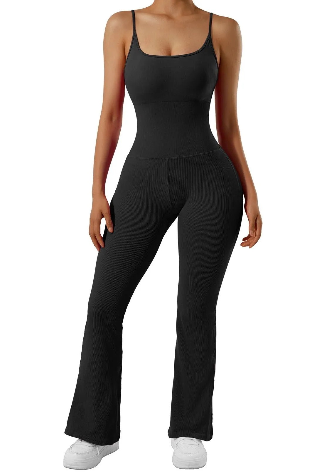 Seamless Ribbed Flare Jumpsuit sold by Suuksess