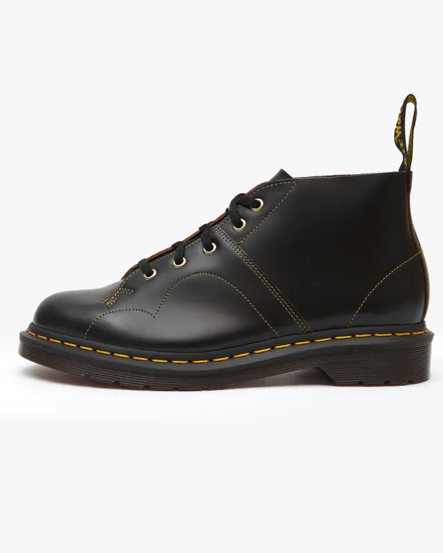 Dr Martens Archive Church Leather Monkey Boots - Black Vintage Smooth made by Dr. Martens