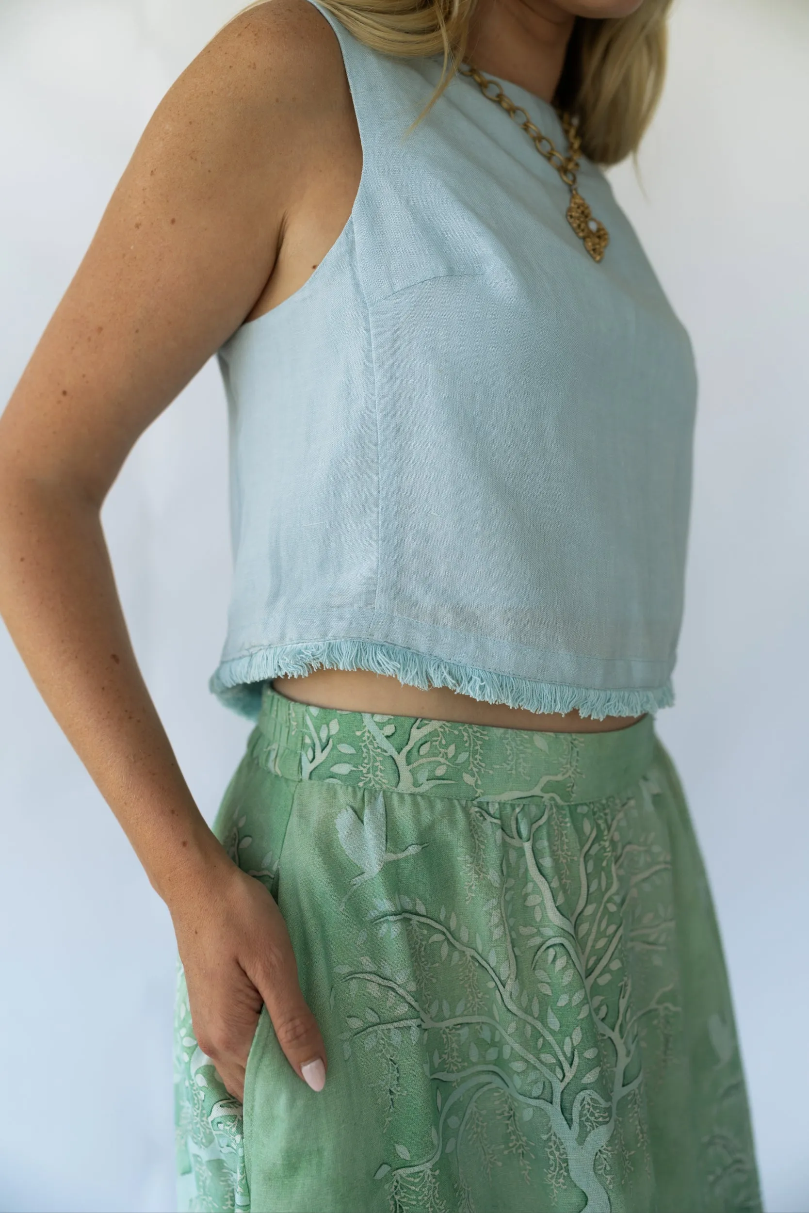 Florence Maxi Skirt - Green Lowcountry Watercolor sold by Sarah Alexis product image thumbnail 5