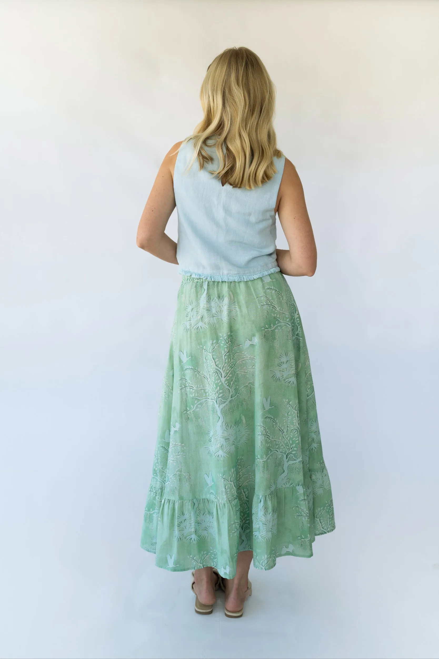 Florence Maxi Skirt - Green Lowcountry Watercolor sold by Sarah Alexis product image thumbnail 4