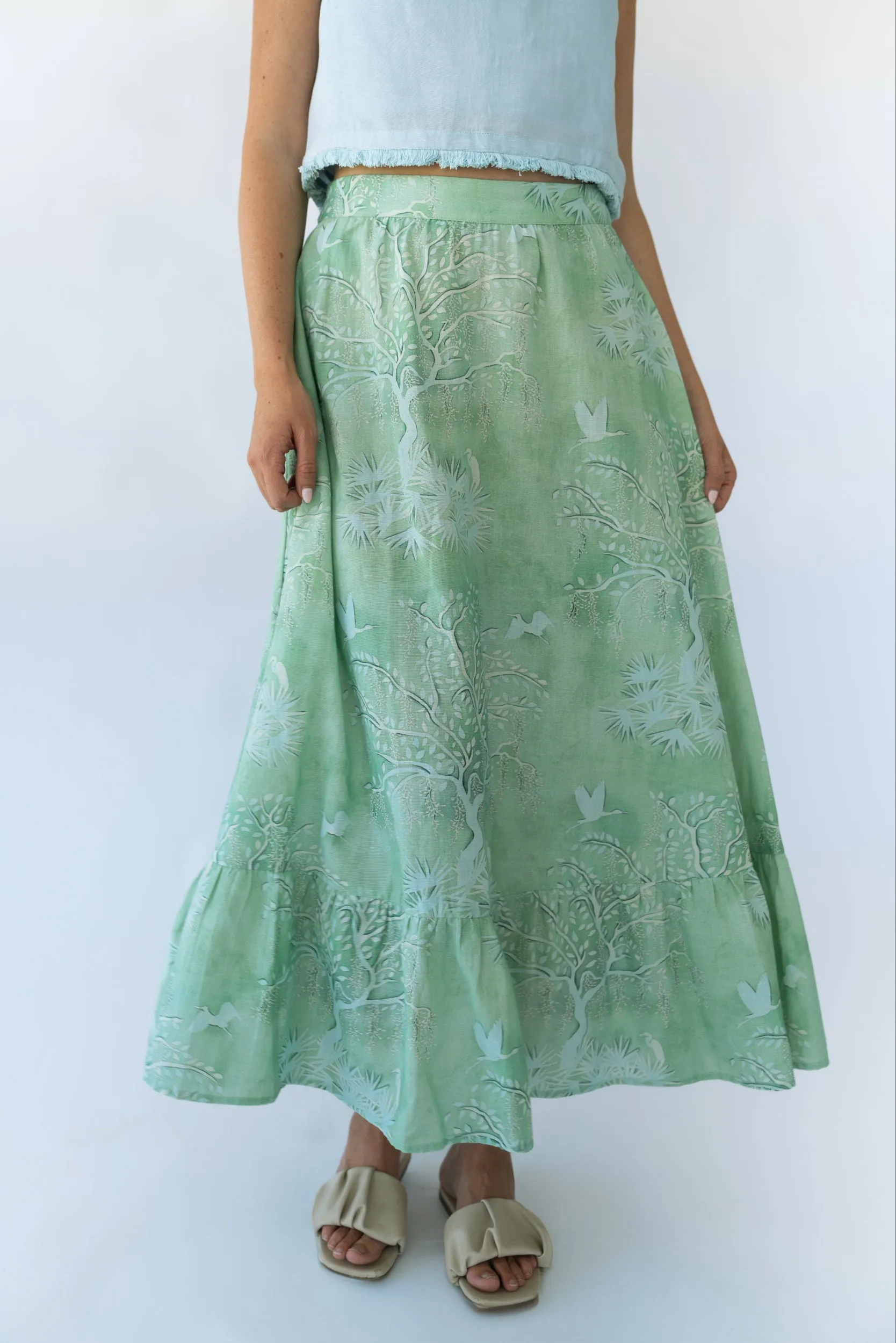 Florence Maxi Skirt - Green Lowcountry Watercolor sold by Sarah Alexis product image thumbnail 2