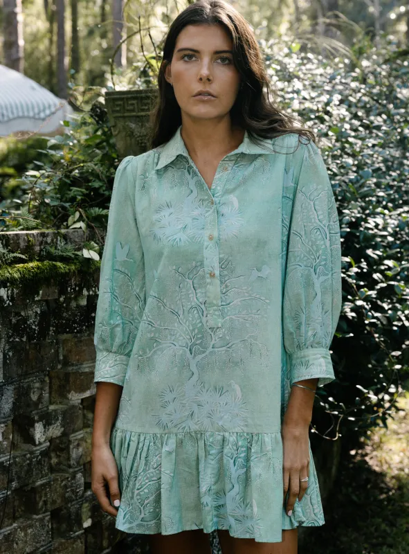 Whalen Shirt Dress - Green Lowcountry Watercolor sold by Sarah Alexis