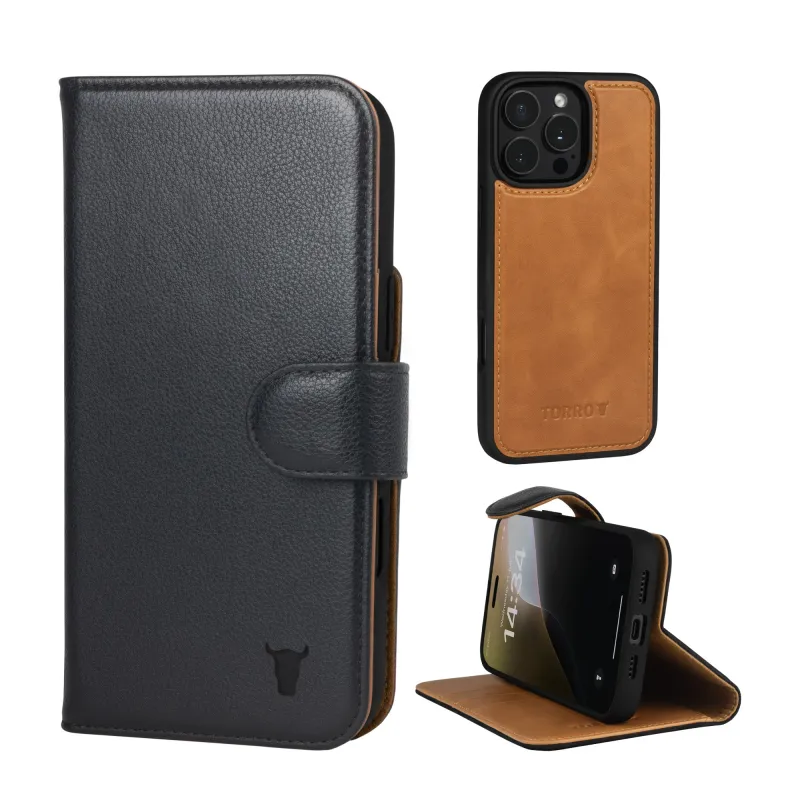 iPhone 16 Pro Leather Wallet Case (with Detachable Cover & MagSafe Compatible) sold by Torro