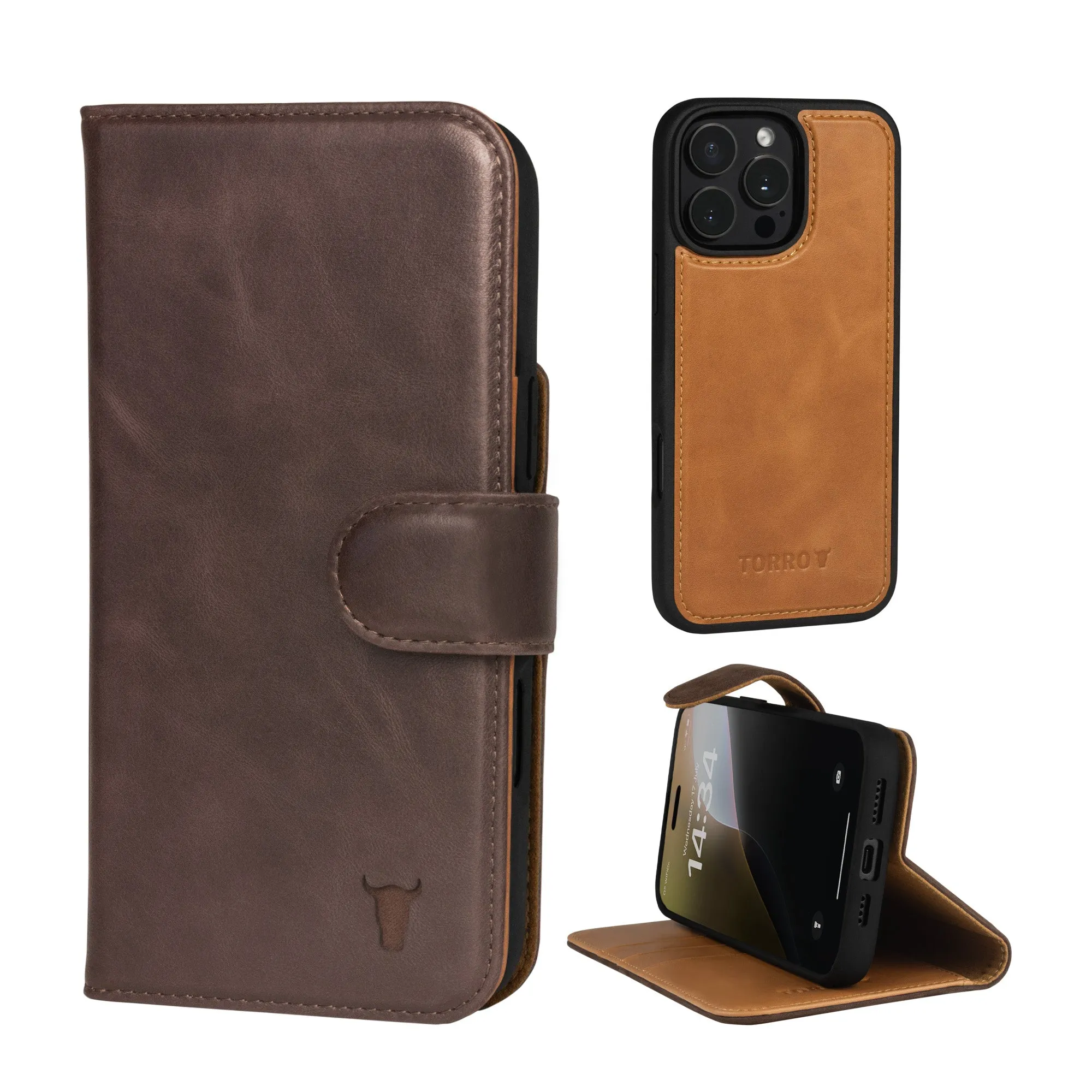 iPhone 16 Pro Max Leather Wallet Case (with Detachable Cover & MagSafe Compatible) sold by Torro product image thumbnail 2