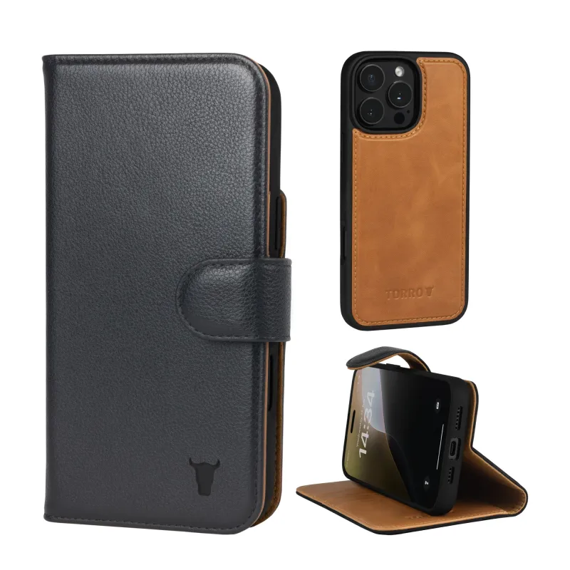 iPhone 16 Pro Max Leather Wallet Case (with Detachable Cover & MagSafe Compatible) sold by Torro