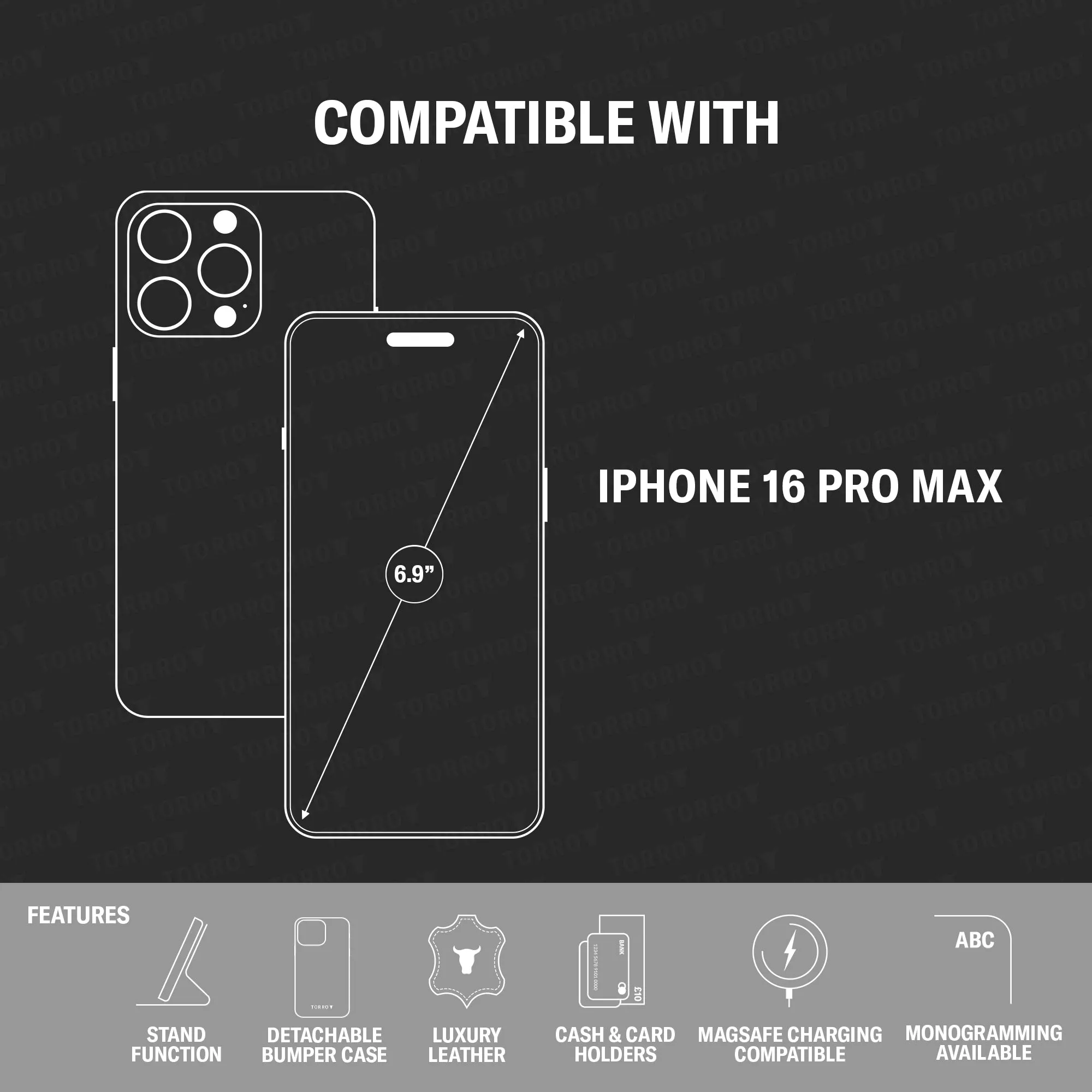 iPhone 16 Pro Max Leather Wallet Case (with Detachable Cover & MagSafe Compatible) sold by Torro product image thumbnail 5