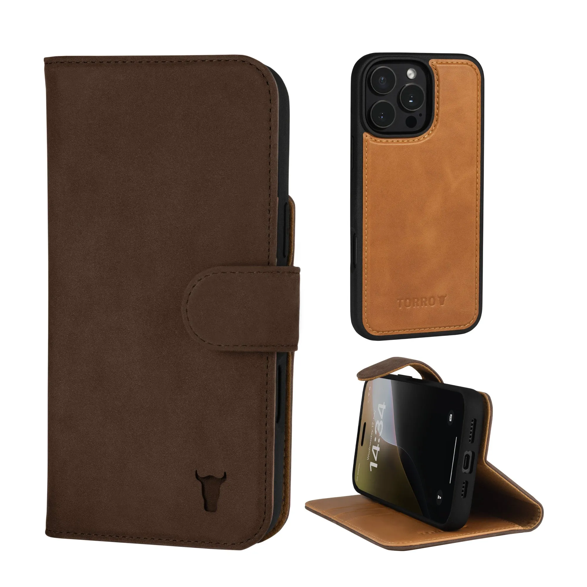 iPhone 16 Pro Max Leather Wallet Case (with Detachable Cover & MagSafe Compatible) sold by Torro product image thumbnail 4