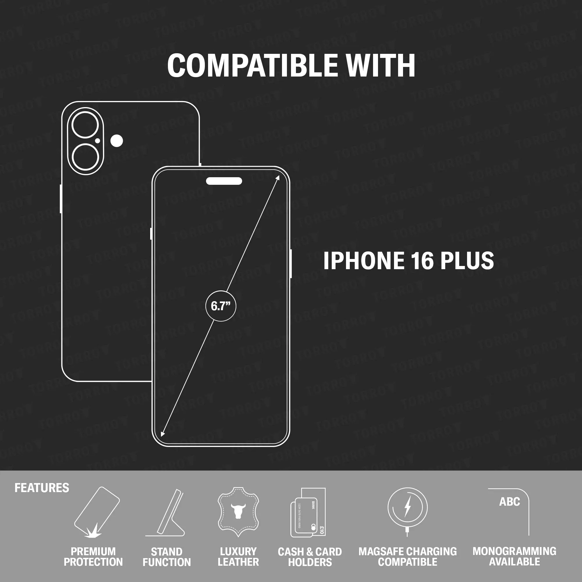 iPhone 16 Plus Leather Wallet Case (MagSafe Charging) sold by Torro product image thumbnail 3