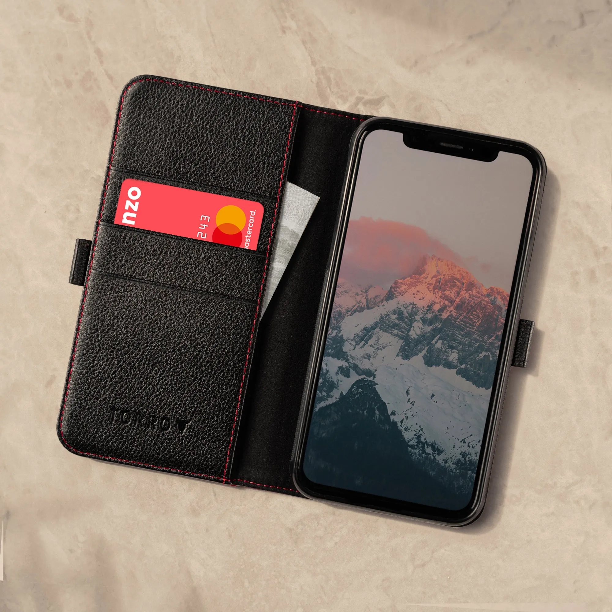 iPhone X / iPhone XS Leather Case (with stand function) sold by Torro product image thumbnail 3