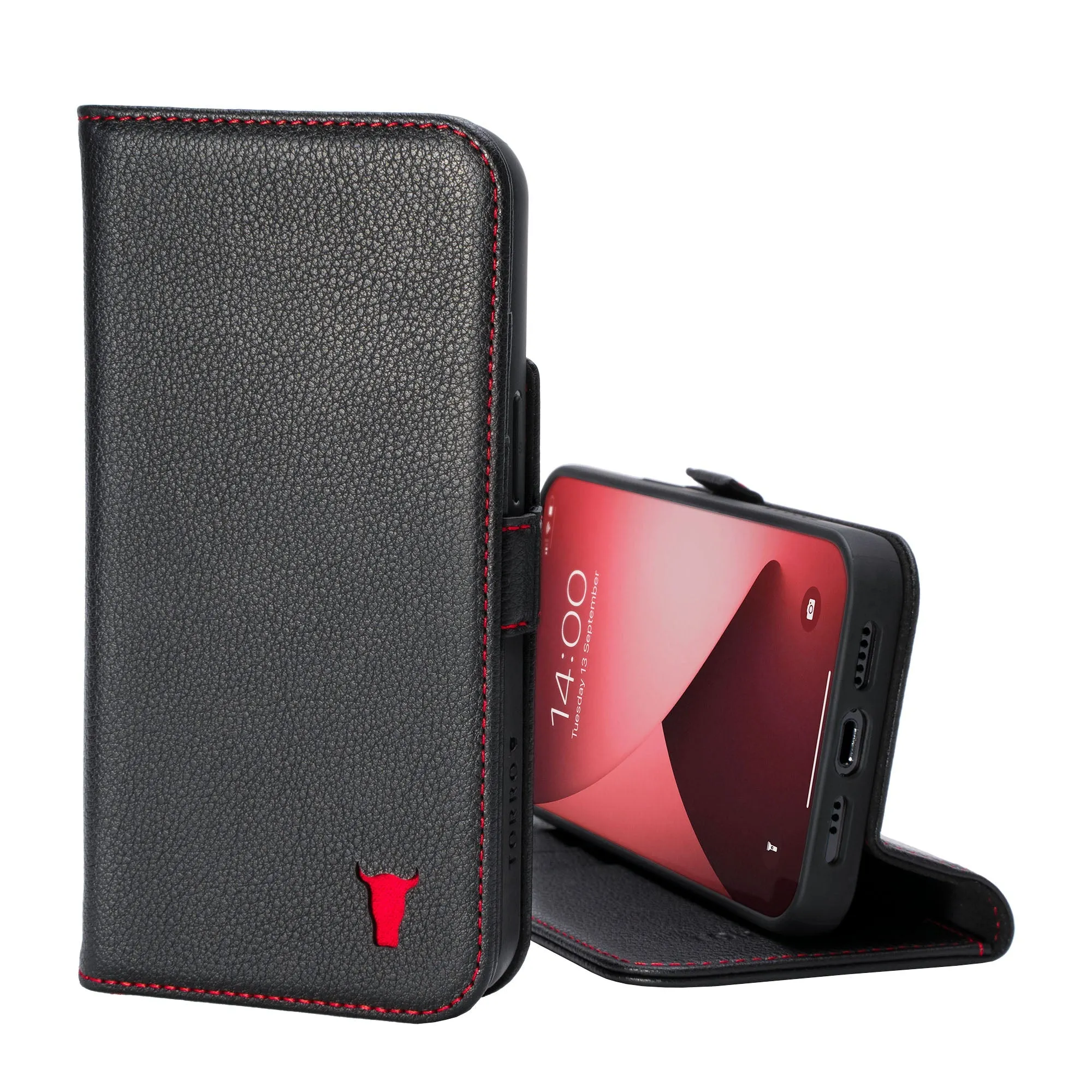 Apple iPhone 13 Mini Leather Wallet Case (with Stand function) sold by Torro