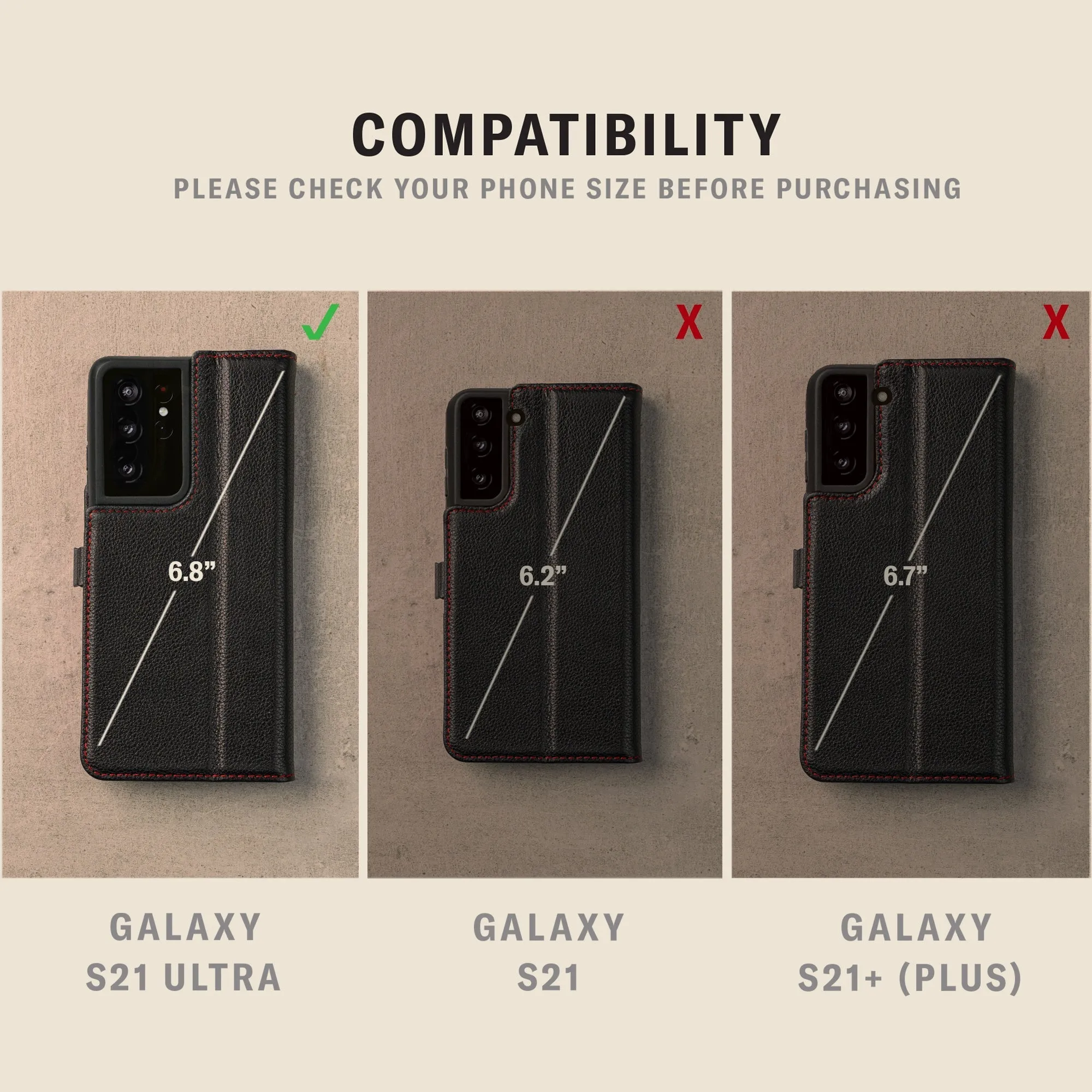 Galaxy S21 Ultra 5G Leather Case (with stand function) sold by Torro product image thumbnail 2