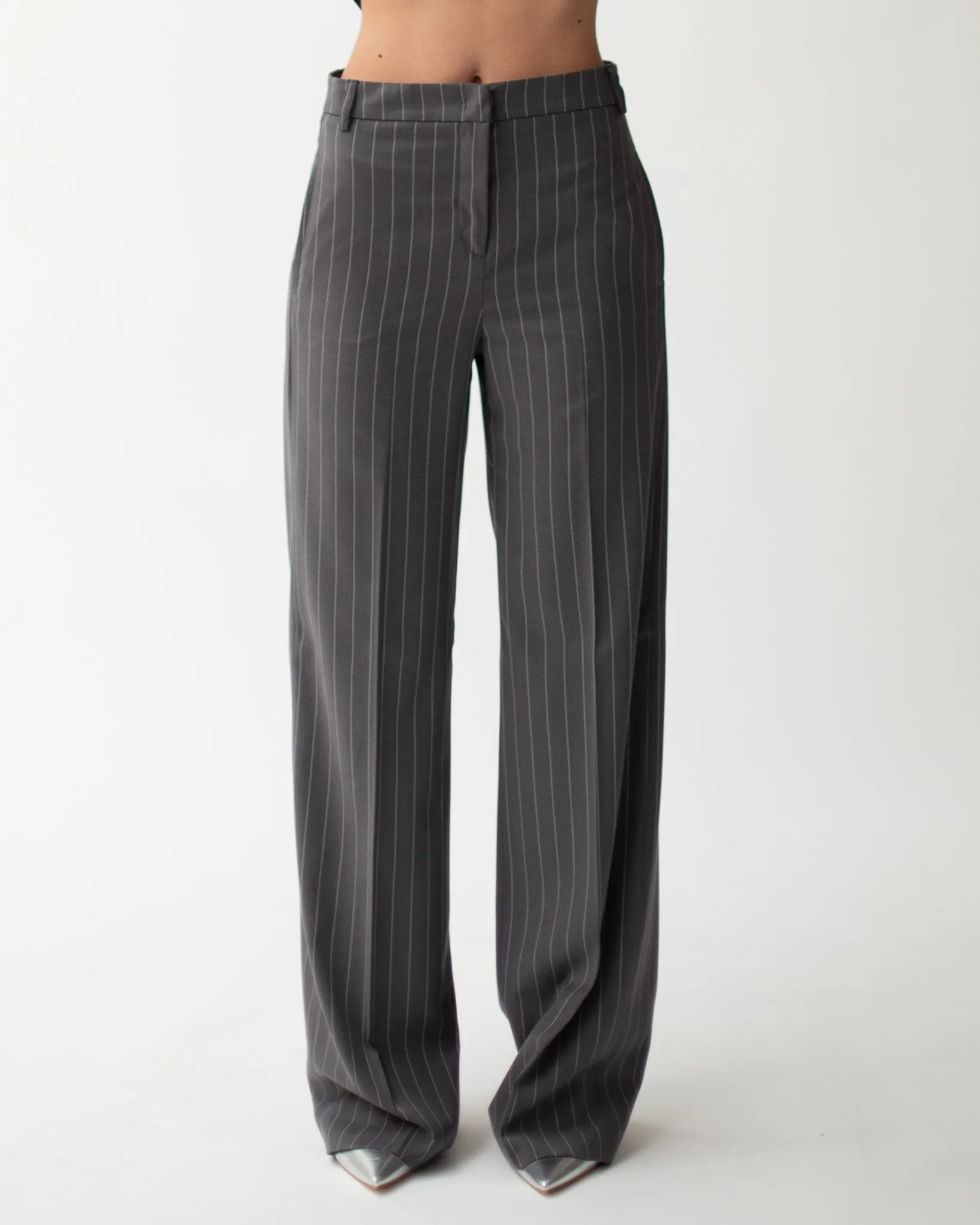 Pantaloni palazzo in mano lana gessati - Preston sold by Hope Fashion