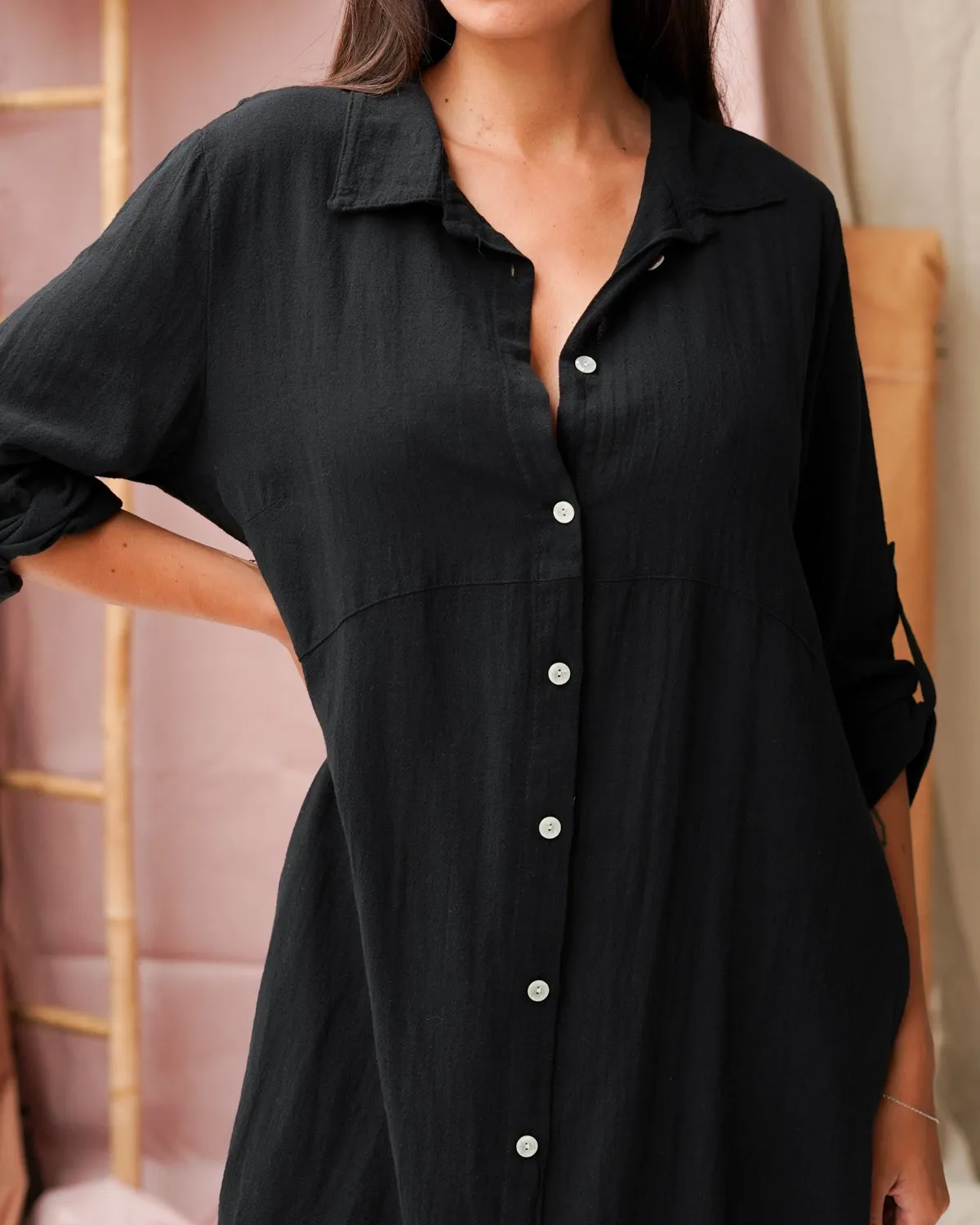 Chemisier Misto Lino Manica 3/4 con Risvolto – Aimar sold by Hope Fashion product image thumbnail 2