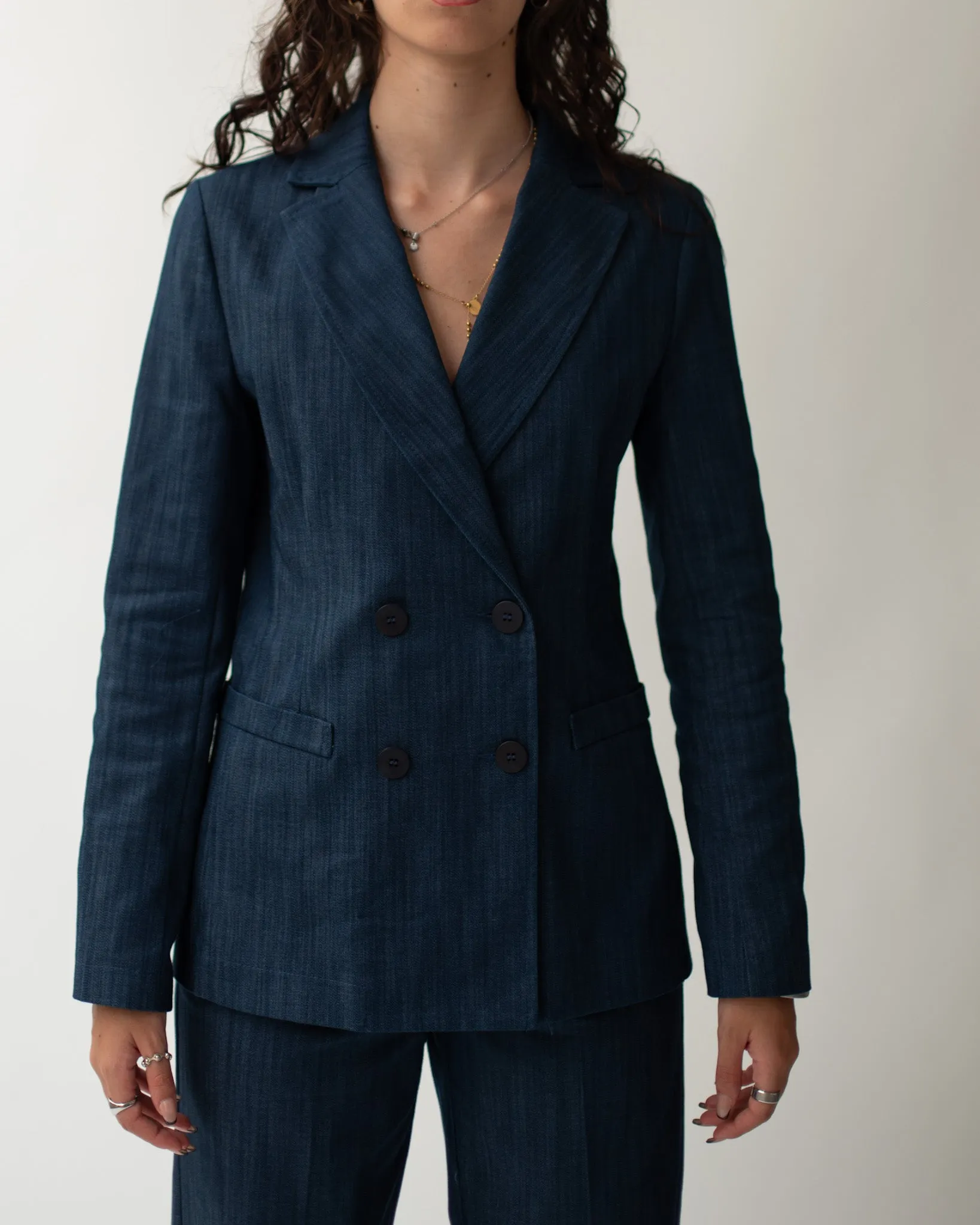 Giacca doppio petto in denim stretch - Guatapè sold by Hope Fashion