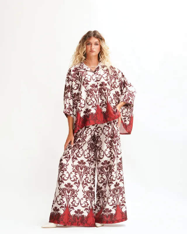 Coordinato in raso leggero fermo fantasia bicolor - Taddeo sold by Hope Fashion