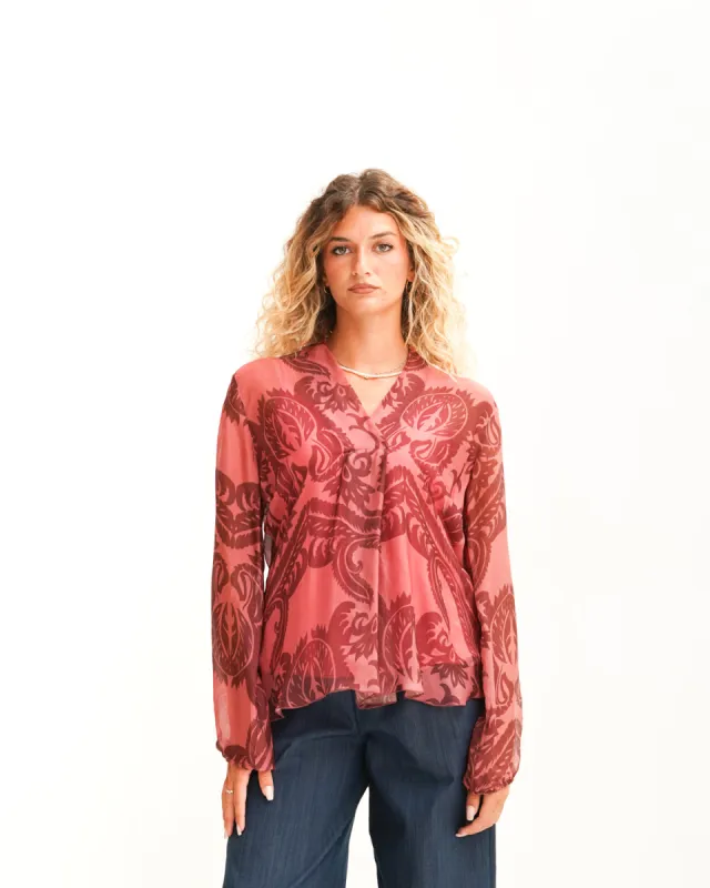 Blusa scollo a V in chiffon di seta - Neon sold by Hope Fashion