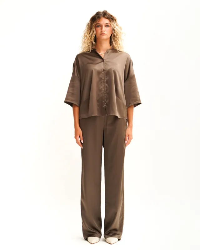 Coordinato over in raso leggero fermo monocolore - Mogol sold by Hope Fashion