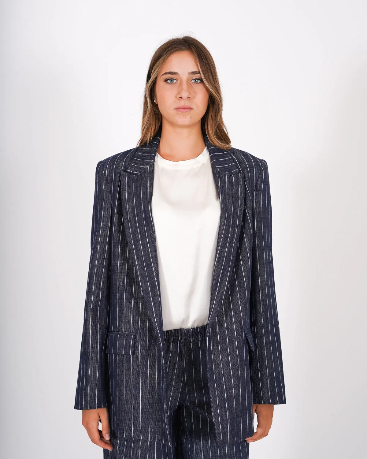 Giacca aperta in denim gessata - Pozzallo sold by Hope Fashion