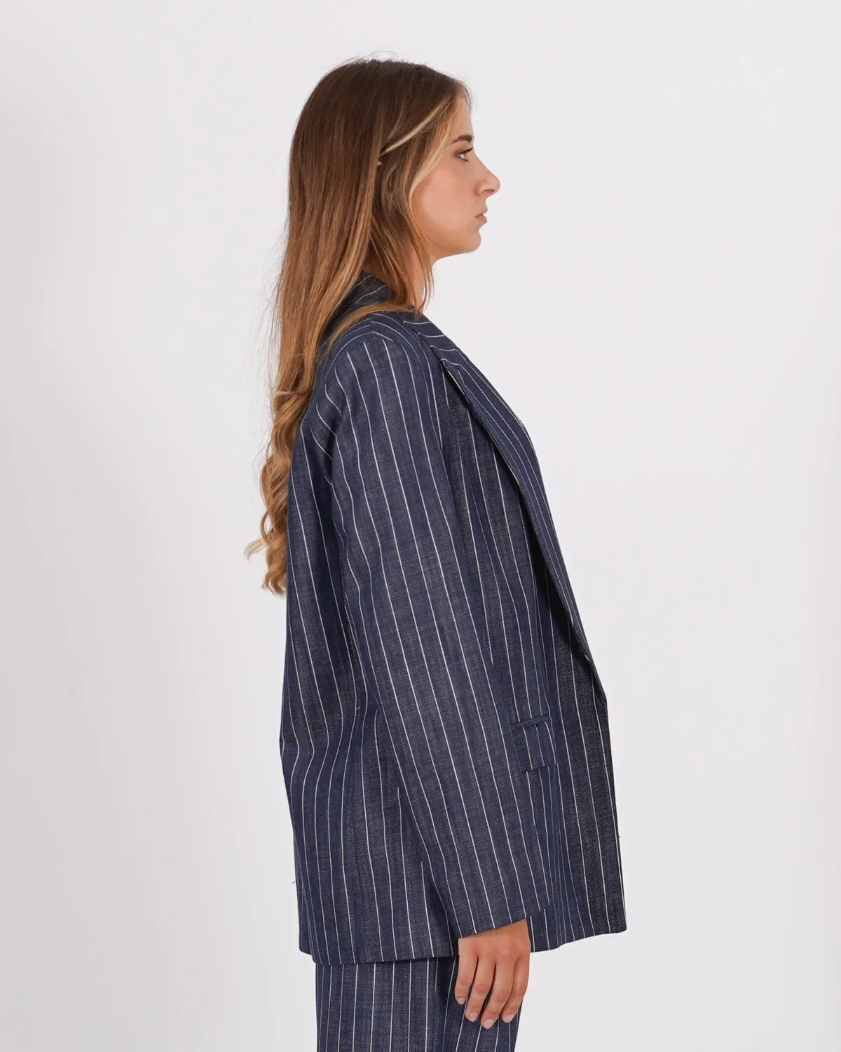 Giacca aperta in denim gessata - Pozzallo sold by Hope Fashion product image thumbnail 3