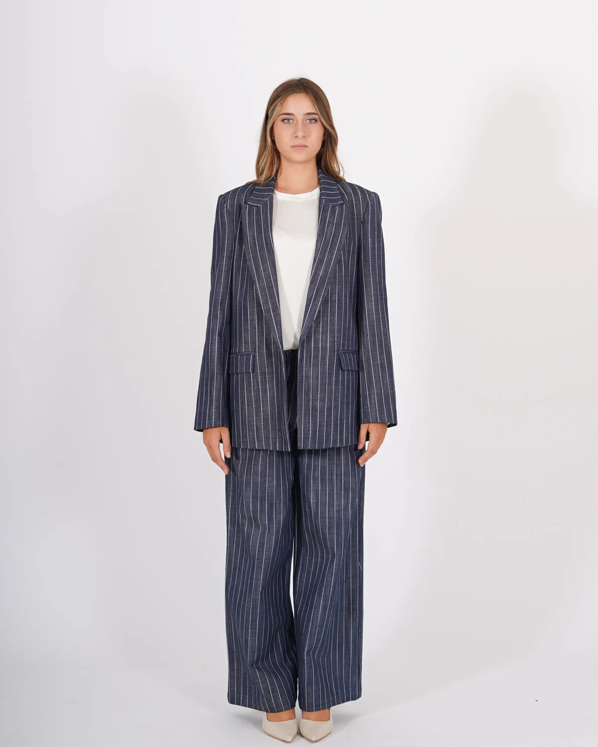 Giacca aperta in denim gessata - Pozzallo sold by Hope Fashion product image thumbnail 2