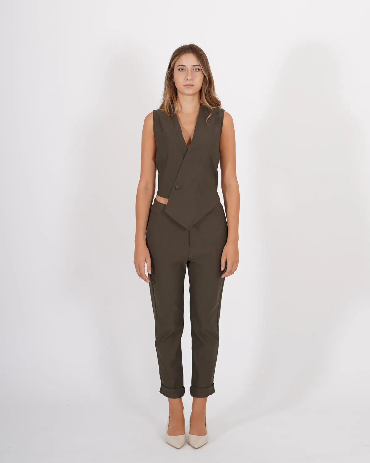 Gilet asimmetrico in bengalina stretch - monclova sold by Hope Fashion product image thumbnail 2