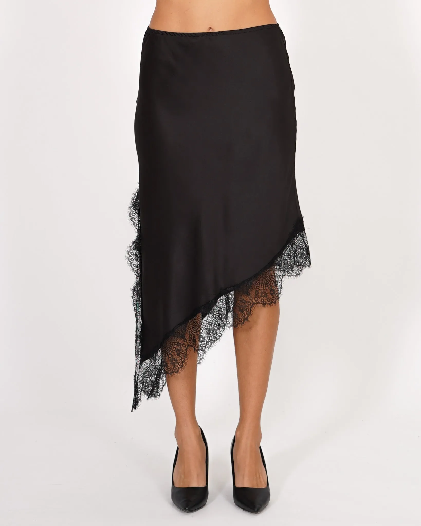 Gonna lingerie in mano raso con dettagli in pizzo - Papetto sold by Hope Fashion