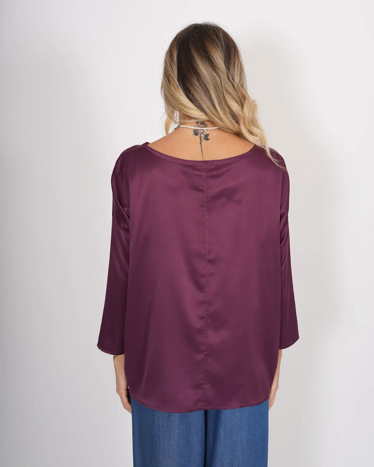 Blusa girocollo ampia con manica raglan in mano raso - Spears sold by Hope Fashion product image thumbnail 3