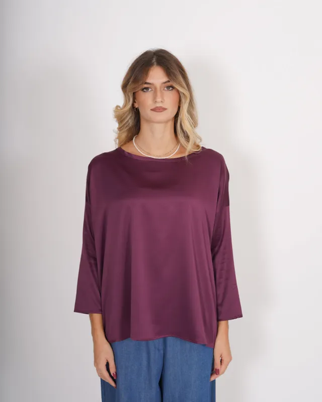 Blusa girocollo ampia con manica raglan in mano raso - Spears sold by Hope Fashion