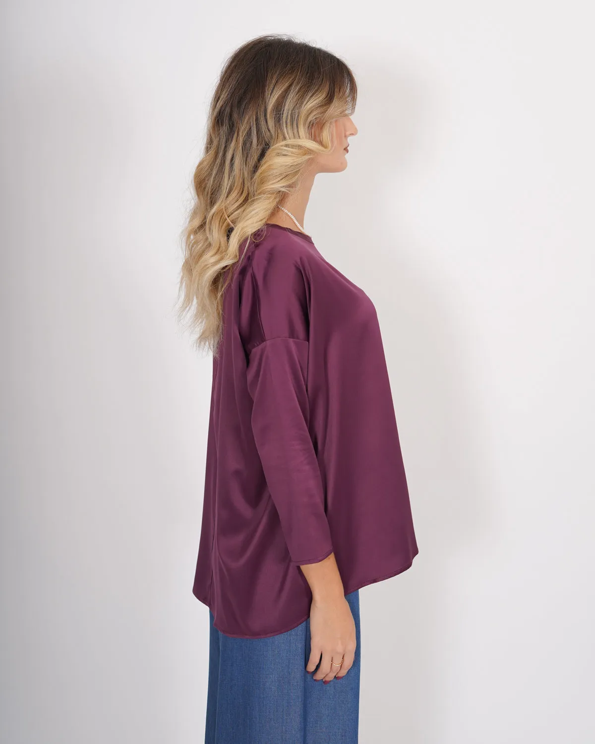 Blusa girocollo ampia con manica raglan in mano raso - Spears sold by Hope Fashion product image thumbnail 2