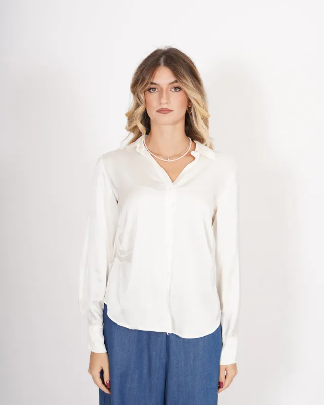 Camicia slim fit scollo a v in raso - Martinez sold by Hope Fashion