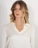 Blusa scollo a v con colletto a camicia in raso - Marquez sold by Hope Fashion