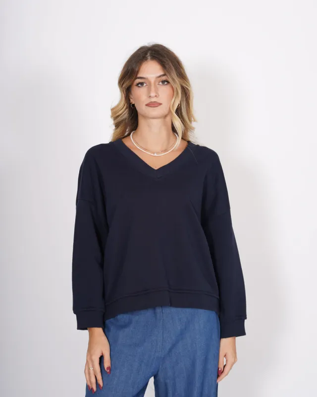 Felpa over scollo a v in cotone - Giave sold by Hope Fashion