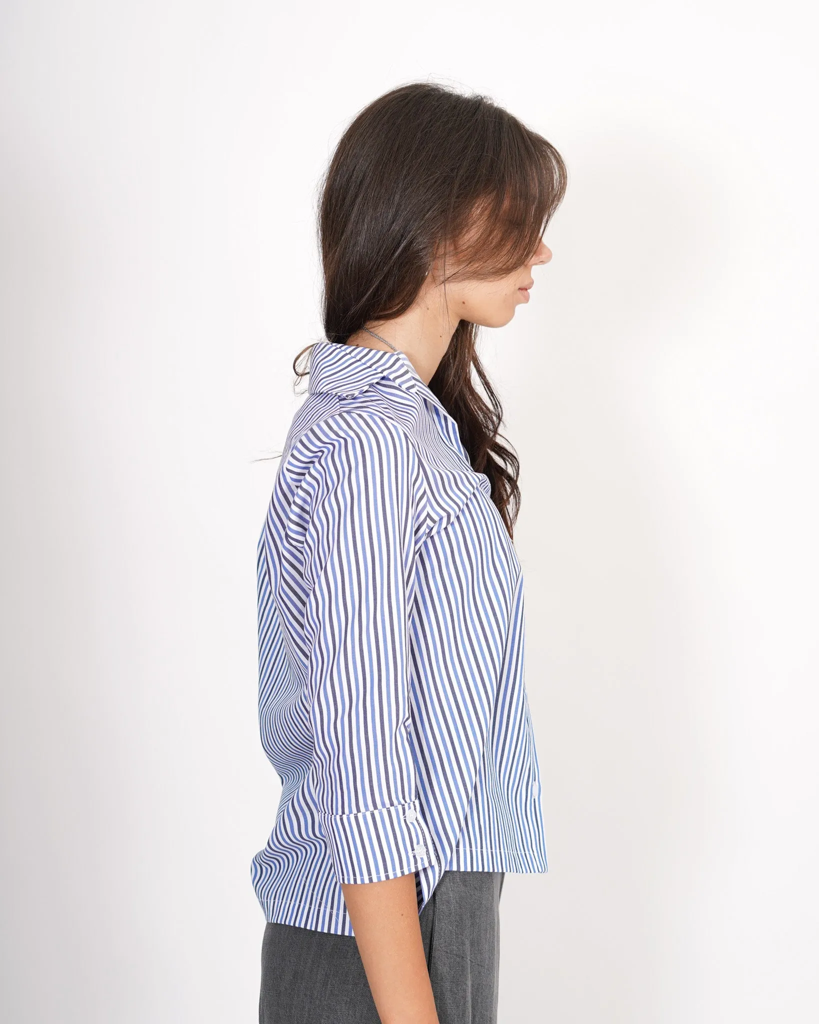 Camicia slim fit scollo a v in cotone rigato - Vorbek sold by Hope Fashion product image thumbnail 3