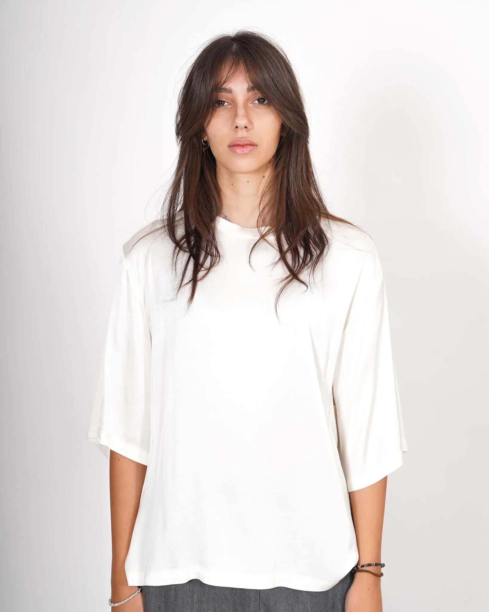 Blusa lunga over girocollo in raso - Vargas sold by Hope Fashion