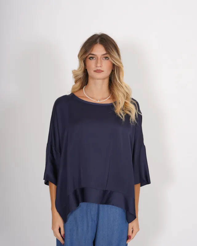 Blusa over girocollo manica raglan in raso - Santos sold by Hope Fashion