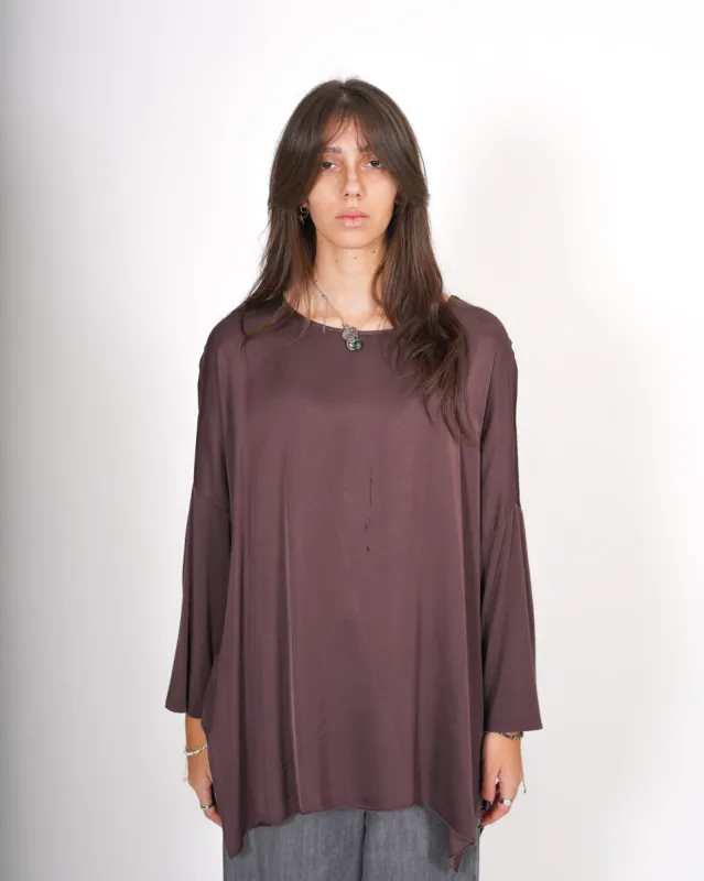 Blusa girocollo ampio in raso - Puente sold by Hope Fashion