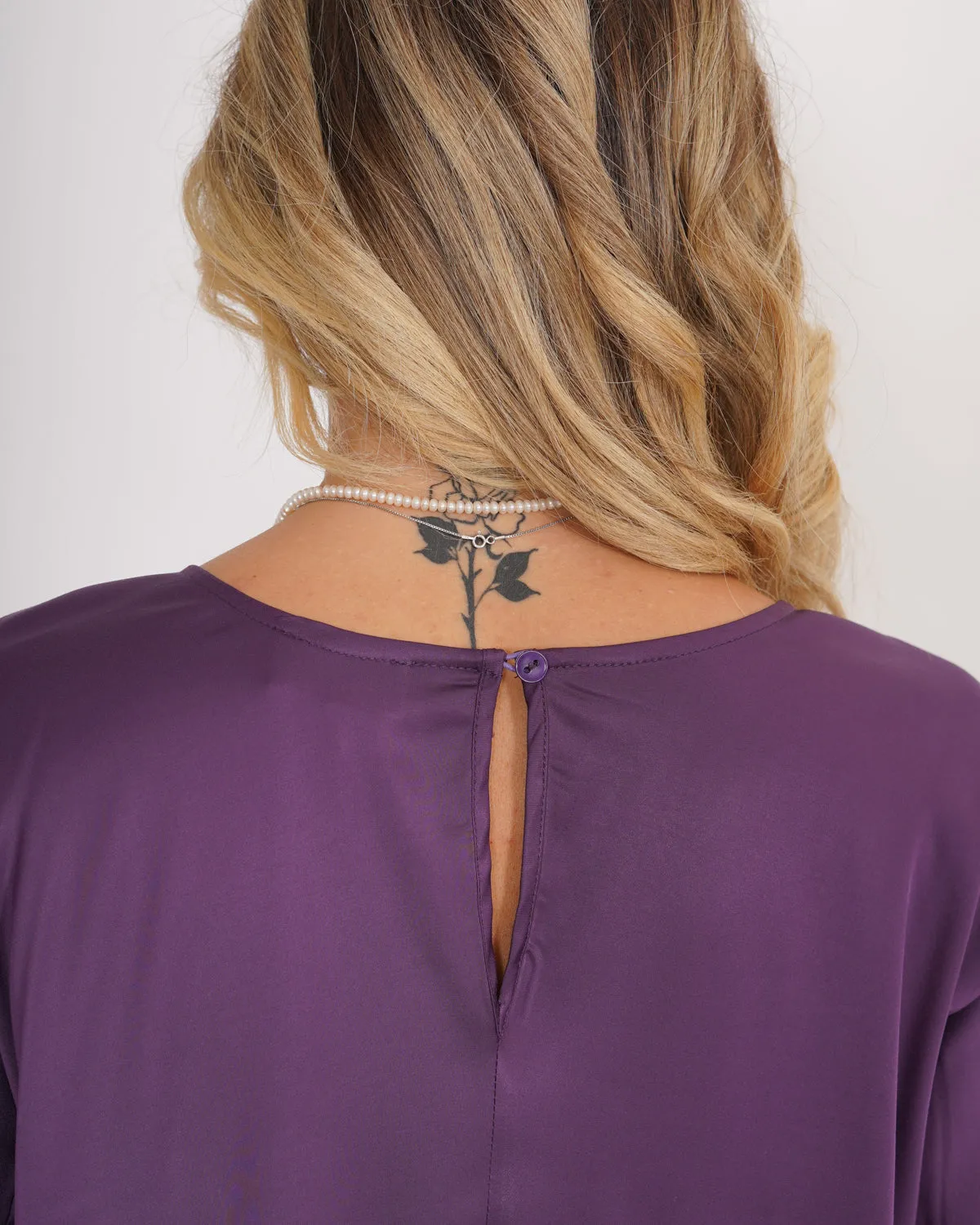 Blusa girocollo a campana in raso - Platano sold by Hope Fashion product image thumbnail 5