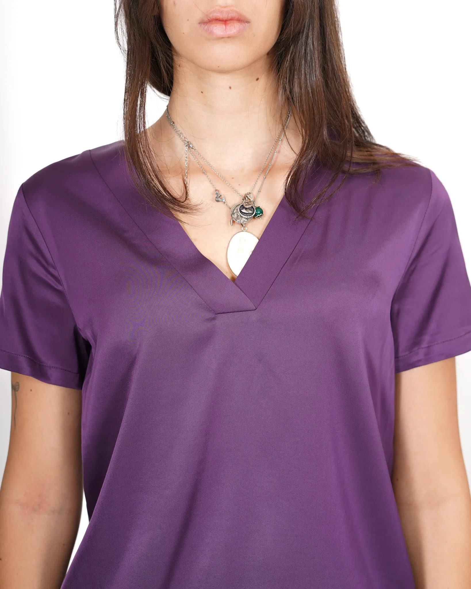Blusa manica corta scollo a v in raso - Cimarosa sold by Hope Fashion product image thumbnail 4