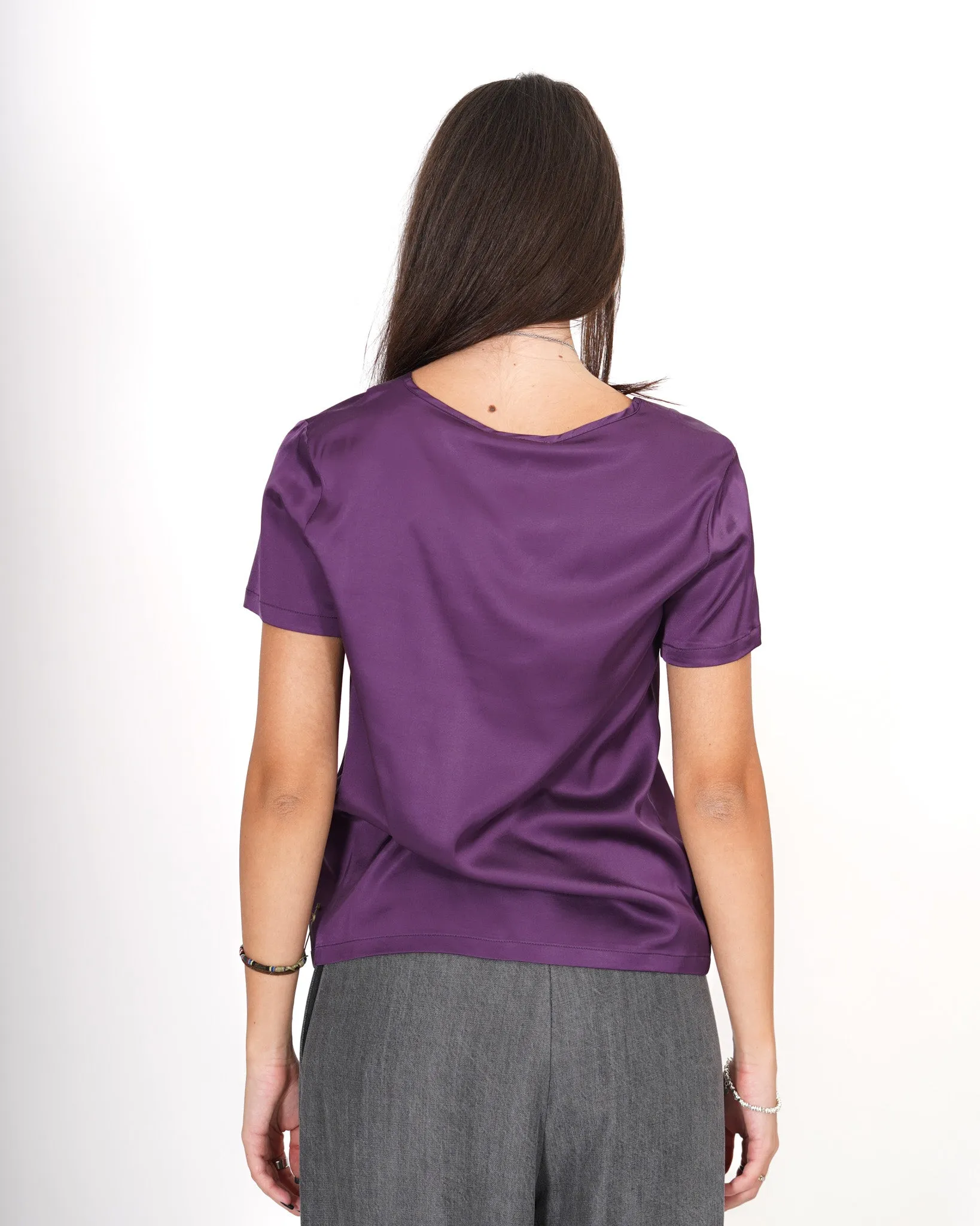 Blusa manica corta scollo a v in raso - Cimarosa sold by Hope Fashion product image thumbnail 3