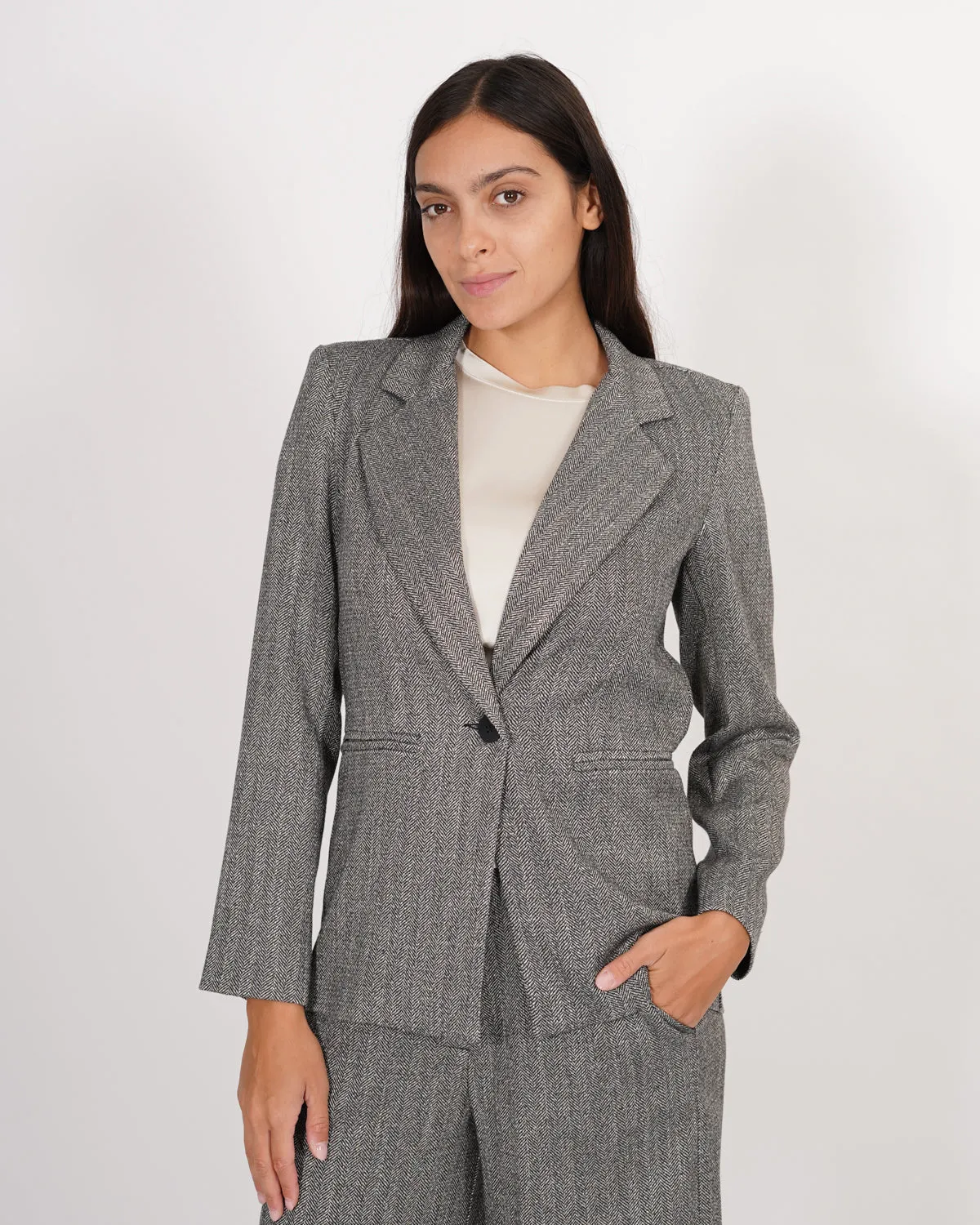 Giacca monopetto in mano lana spigata - Tolentino sold by Hope Fashion