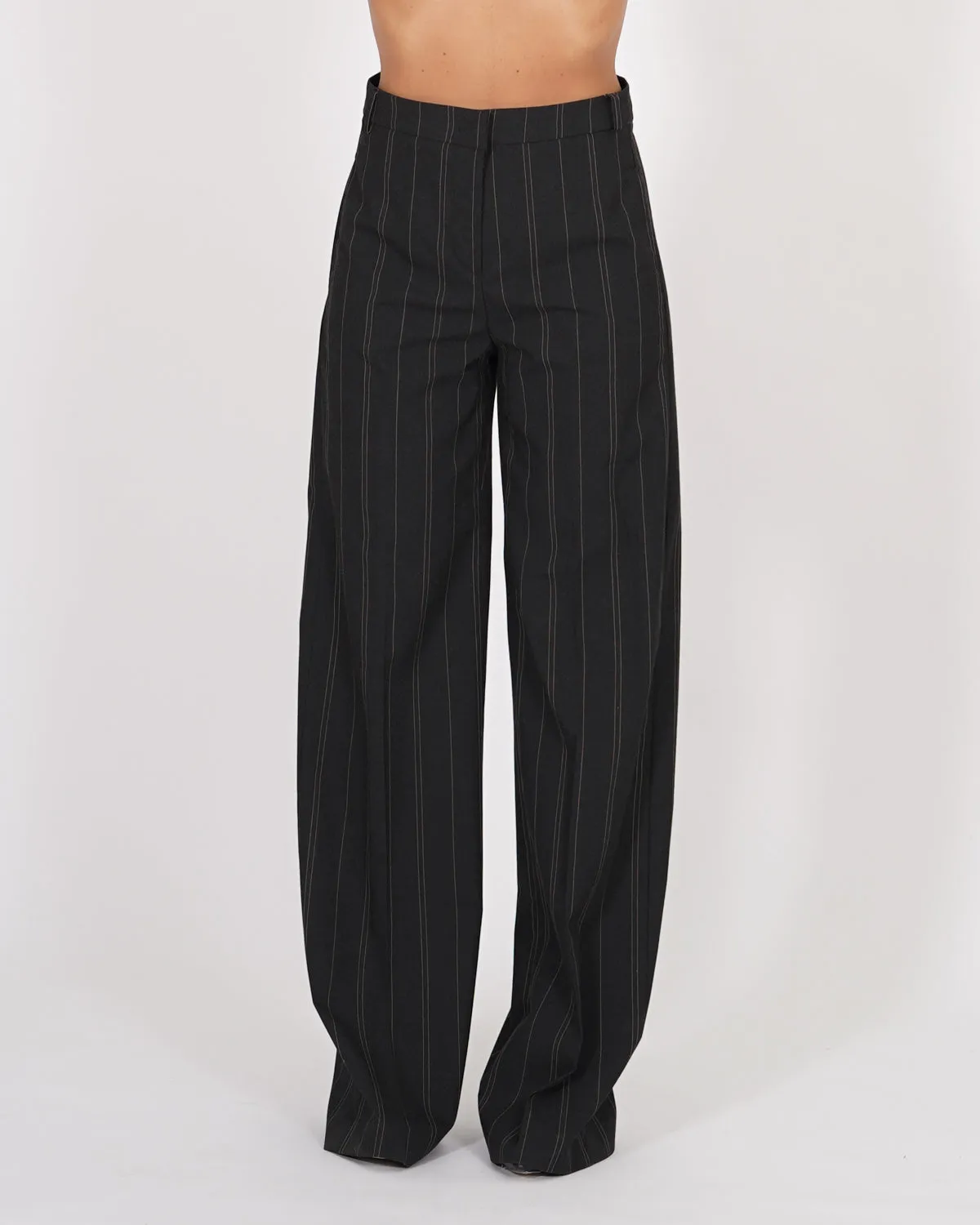 Pantaloni palazzo in mano lana gessati - Preston sold by Hope Fashion